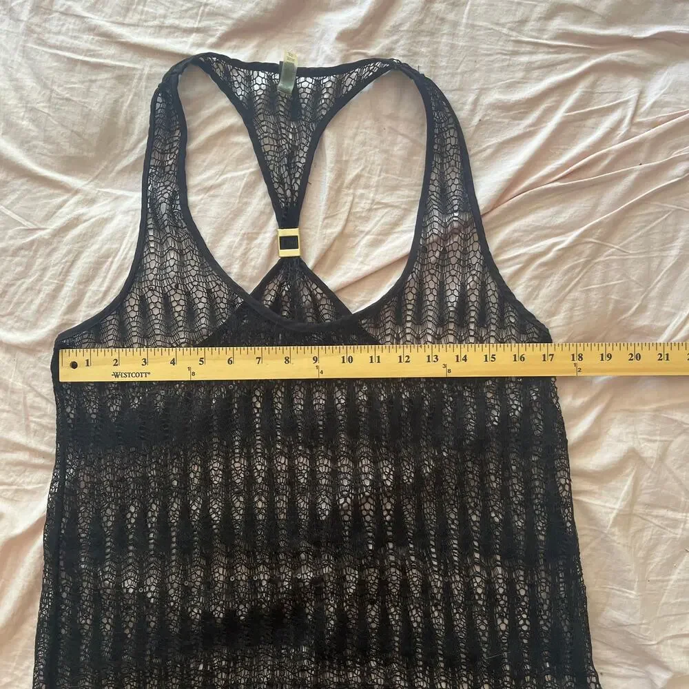 Victoria's Secret | Black Fishnet Racerback Swim Cover Top | M | 2010s